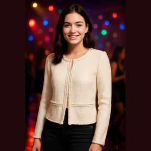 White House Black Market Textured Jacket Cardigan , Size Medium, White Color.